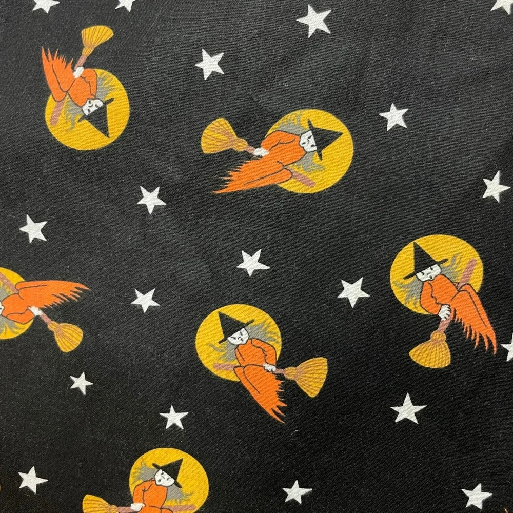 Vintage Halloween Costume‎ Witch Dress Child Black Retro Handmade Stars Unique